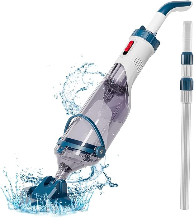 Pool Vacuum for Above Ground Pool with a Telescopic Pole, Running time up to 1H, Handheld Recharg... | Amazon (US)
