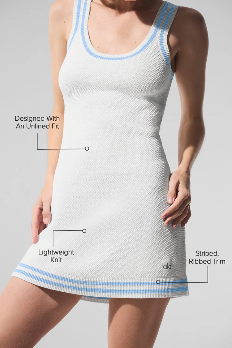 Tennis Club Sweater Knit Dress - White/Seashell Blue | Alo Yoga (US)