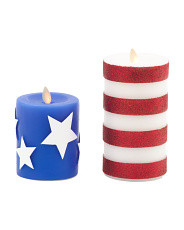 Set Of 2 Indoor Glitter Unscented Stars And Stripes Pillar Candles | Pillows & Decor | Marshalls | Marshalls