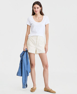 Women's Cotton Eyelet Shorts | Macy's