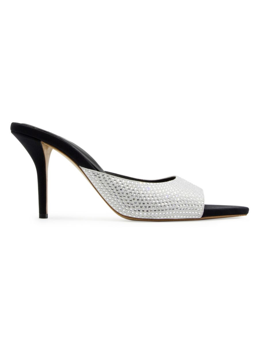 Perni04uni 85MM Rhinestone-Studded Leather Stiletto Mules | Saks Fifth Avenue