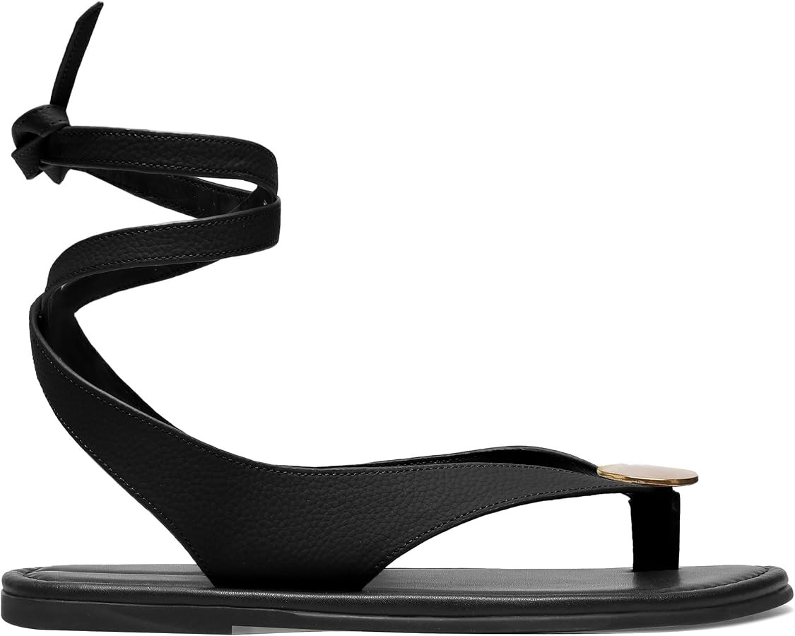 Strap Flip Flop Flat Sandals for Women with Metal Circular Ankle Strappy Ladies Fashion Cute Summ... | Amazon (US)