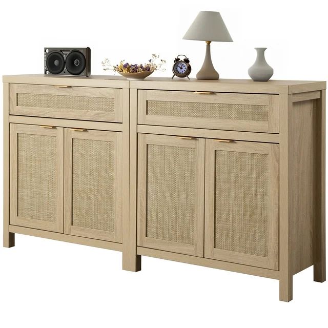 Sanspredet Rattan Sideboard Buffet Cabinet Set of 2, Kitchen Storage Cabinet Boho Accent Cabinet ... | Walmart (US)