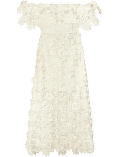 Self-Portrait - Off-the-shoulder Guipure Lace Midi Dress - White | NET-A-PORTER (UK & EU)