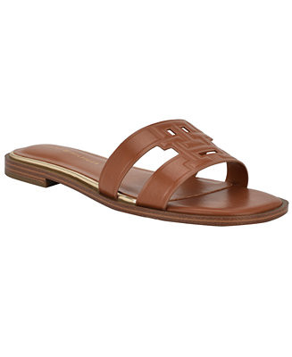 Tommy Hilfiger Women's Terenz Logo Strap Flat Slide Sandals - Macy's | Macy's