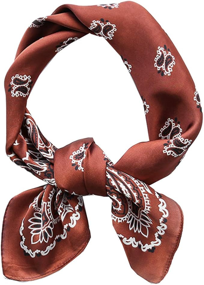 GUZOSJO Square Silk Feeling Scarf Medium Satin Hair Scarf Bracelet Gift For Women 27.5 × 27.5 in... | Amazon (US)