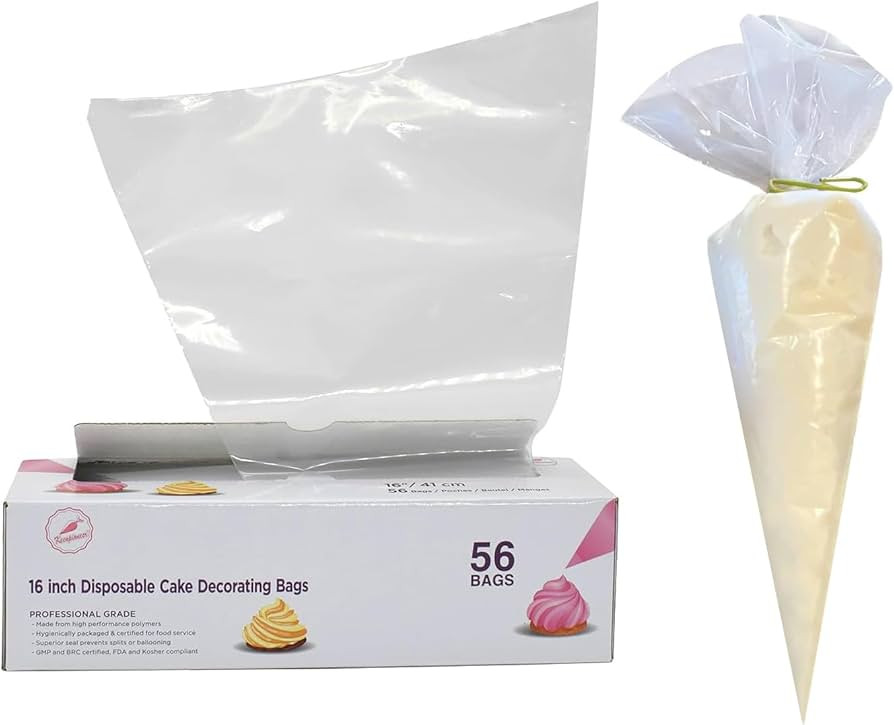 Keenpioneer Piping Bag - Disposable Cake Decorating Bag 56 Count (16 inch, Clear) | Amazon (US)