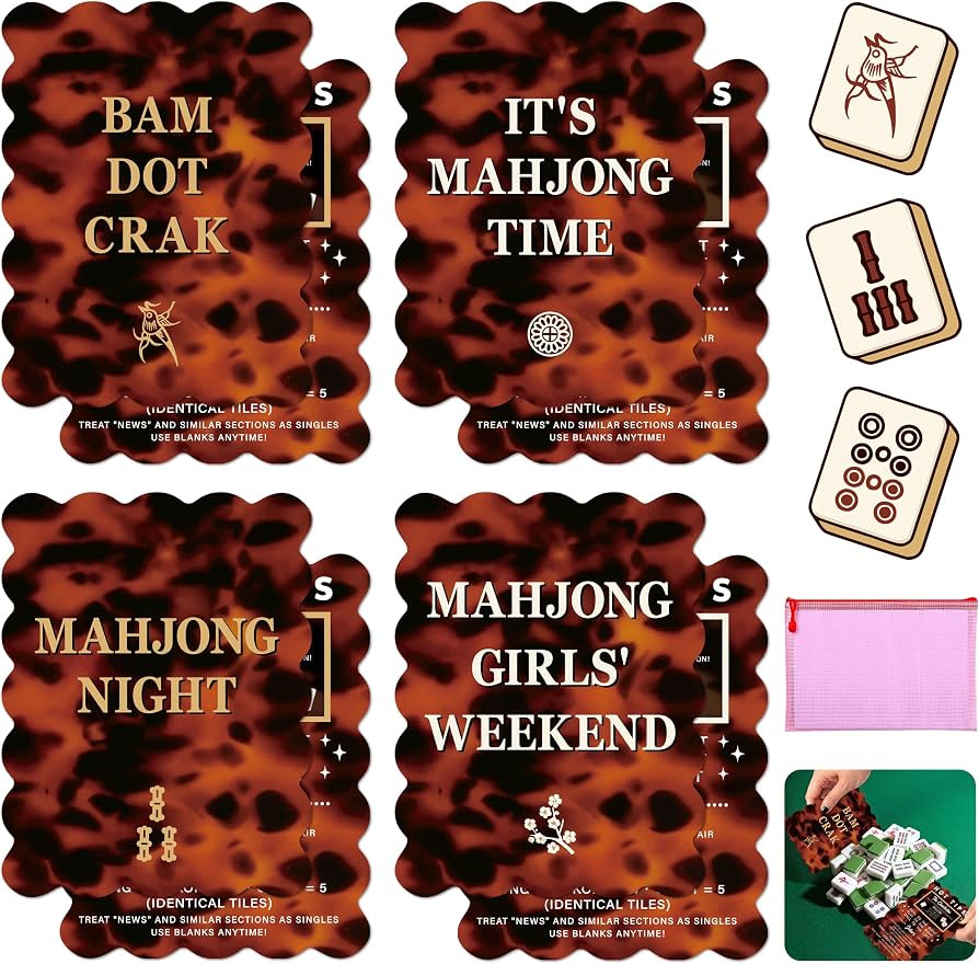 K1tpde Brown Tortoiseshell Funny Mahjong Shuffler Hot Tips Card&Storage Bag | Amazon (US)