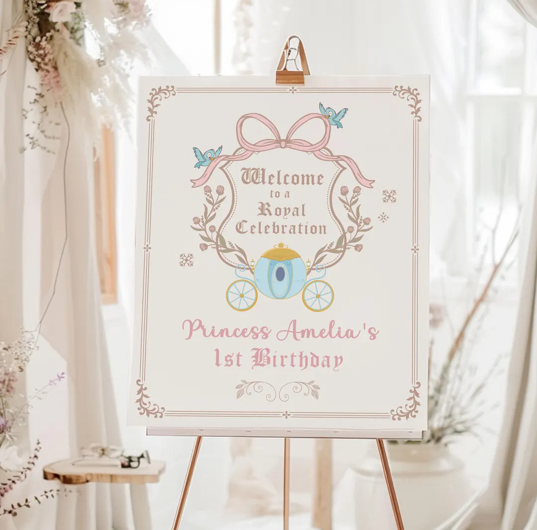 Editable Princess Birthday Welcome Sign, Disneyland Princess Birthday, Princess Royal Baby Shower... | Etsy (US)