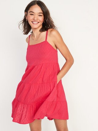 Sleeveless Tiered Clip Dot Mini Swing Dress for Women | Old Navy (US)