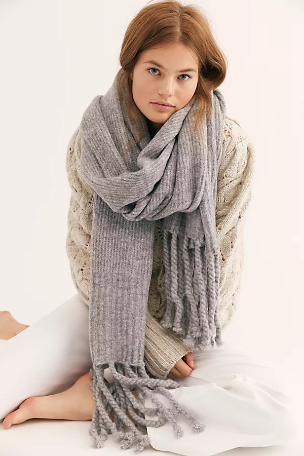 Jaden Ribbed Fringe Blanket Scarf | Free People (Global - UK&FR Excluded)