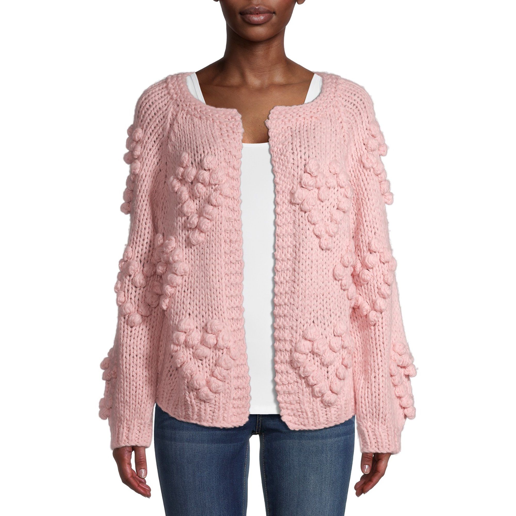 Dreamers by Debut Women's Heart Pom-Pom Cardigan Sweater | Walmart (US)