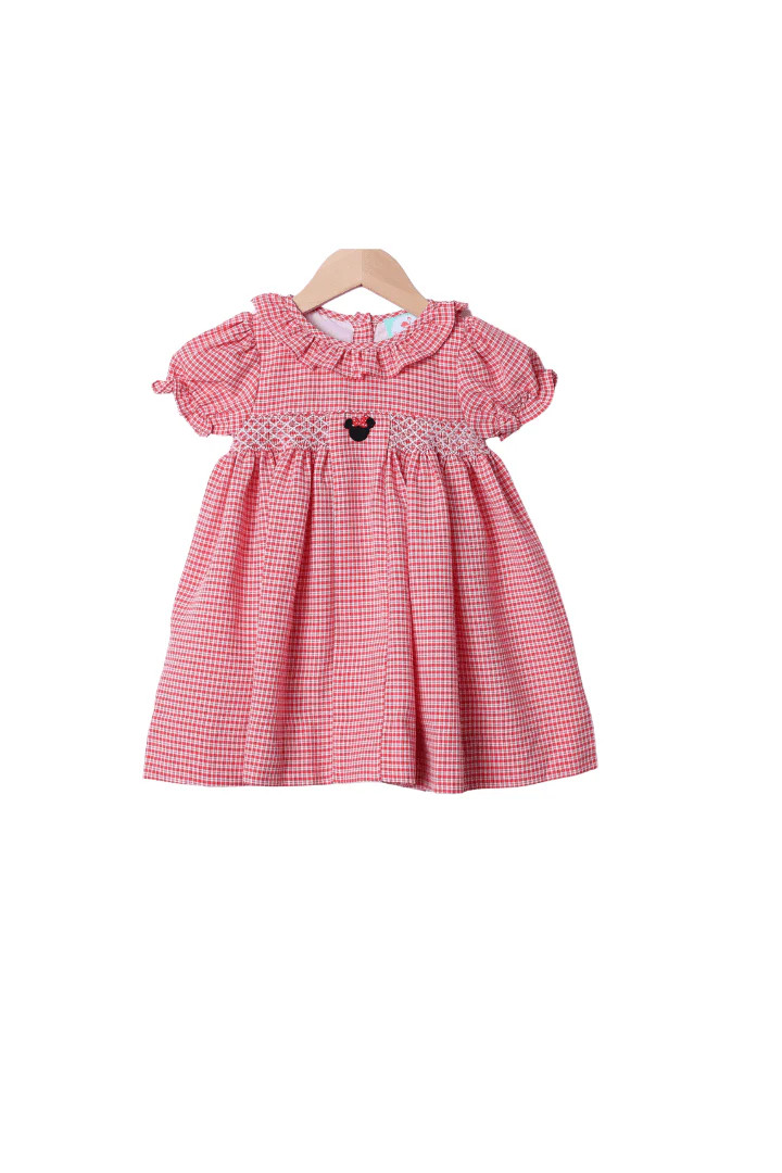 Smocked Mouse Red Seersucker Dress | The Smocked Flamingo