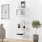 Nathan James 65506 Theo 5-Shelf White Modern Bookcase, Open Wall Mount Ladder Bookshelf with Indu... | Amazon (US)
