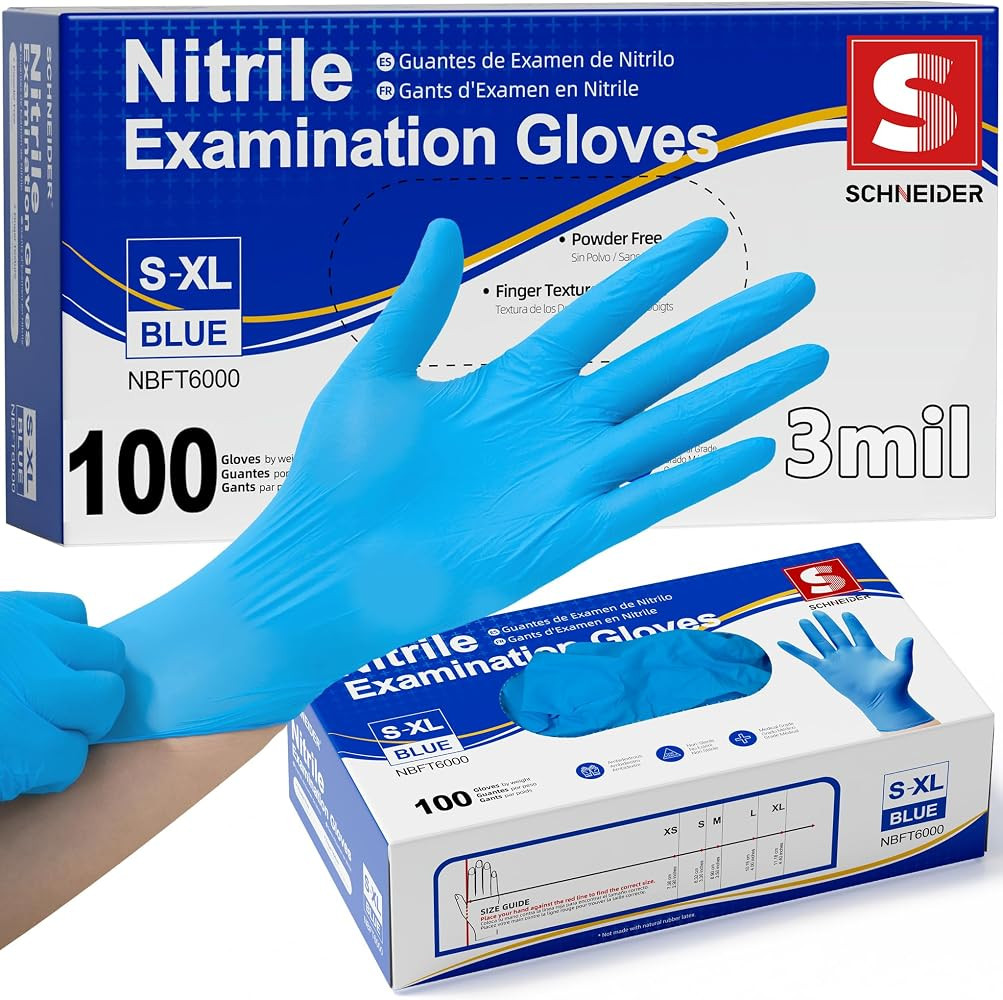 Schneider Medical Nitrile Exam Gloves, Powder-Free, Latex-Free, Disposable Gloves for Medical Use... | Amazon (US)