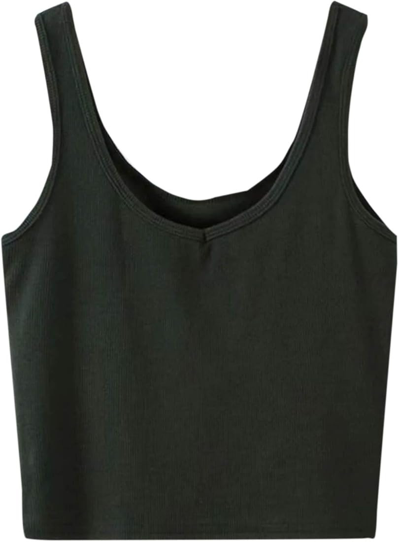 SweatyRocks Women's Sleeveless Casual Ribbed Knit Shirt Basic Crop Tank Top | Amazon (US)