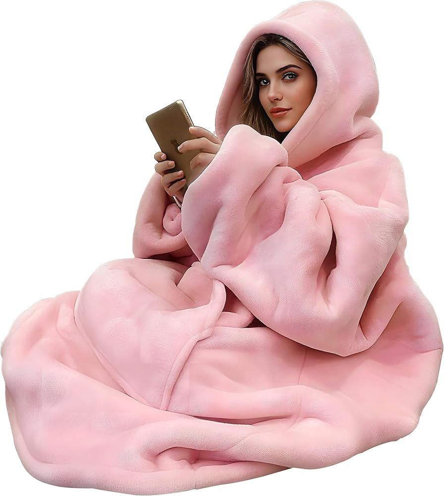 Oversized Hoodie Blanket, Wearable Blanket sweatshirt, Ultra Soft Sherpa Fleece Comfy Snuggle Hoo... | Amazon (US)
