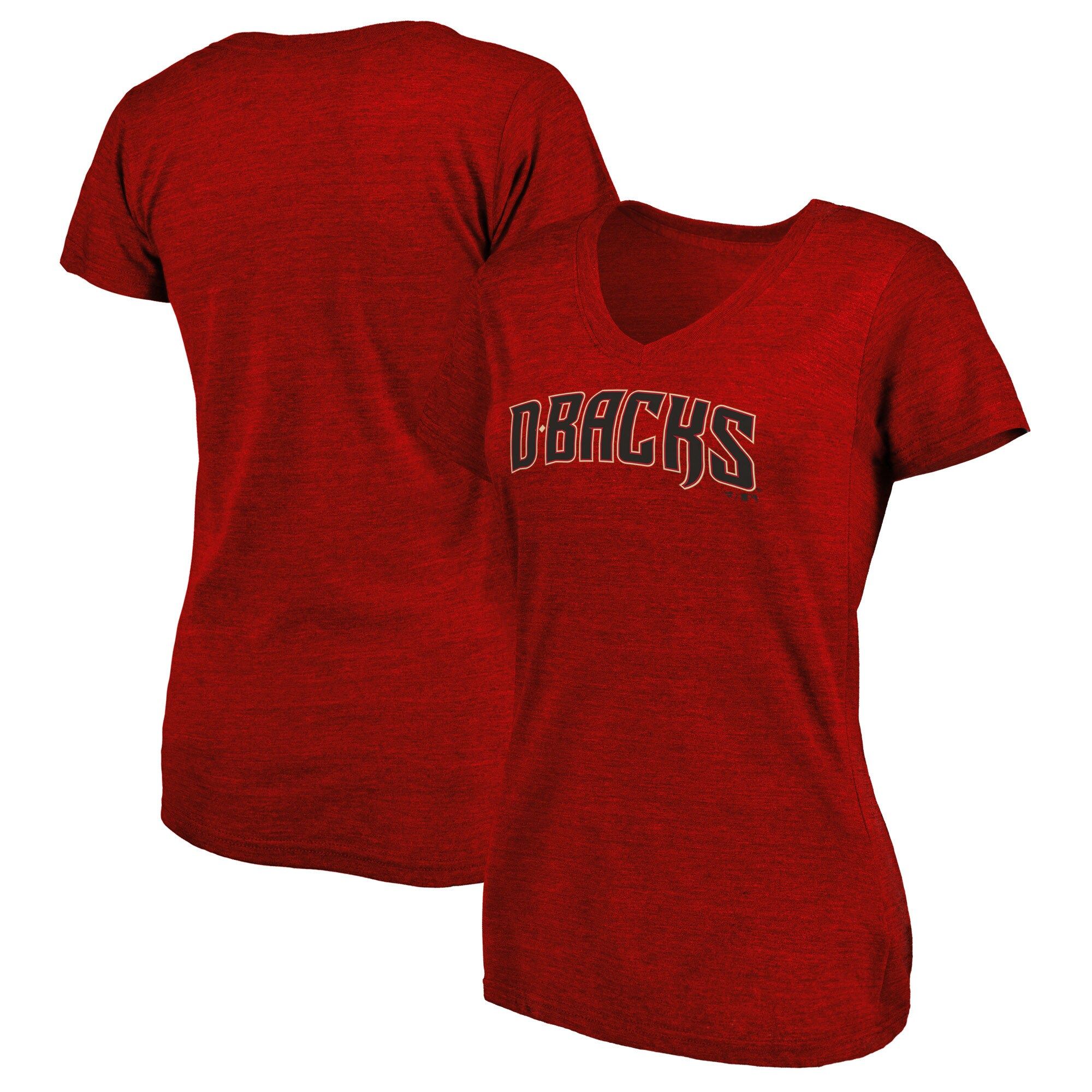 Women's Arizona Diamondbacks Fanatics Branded Heathered Red Wordmark Tri-Blend V-Neck T-Shirt | MLB Shop
