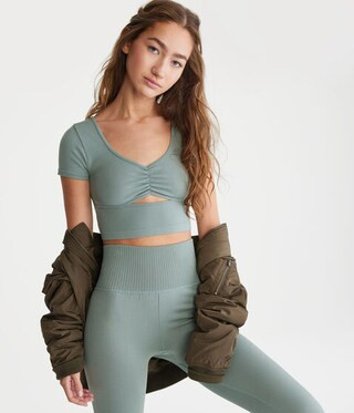 Seriously Soft Seamless Cutout Cropped Baby Tee | Aeropostale