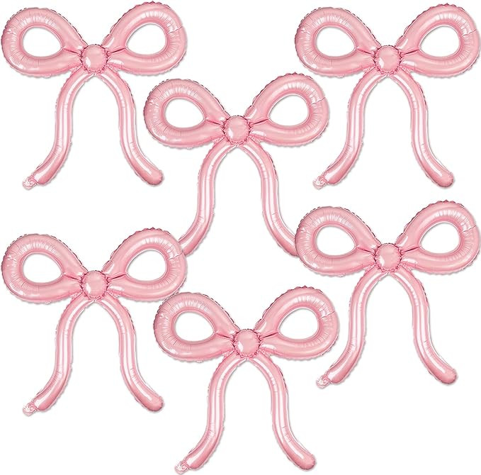 6 Pcs Pink Bow Balloons Bow Birthday Decorations for Girls Women Bow Theme Birthday Party Decorat... | Amazon (US)