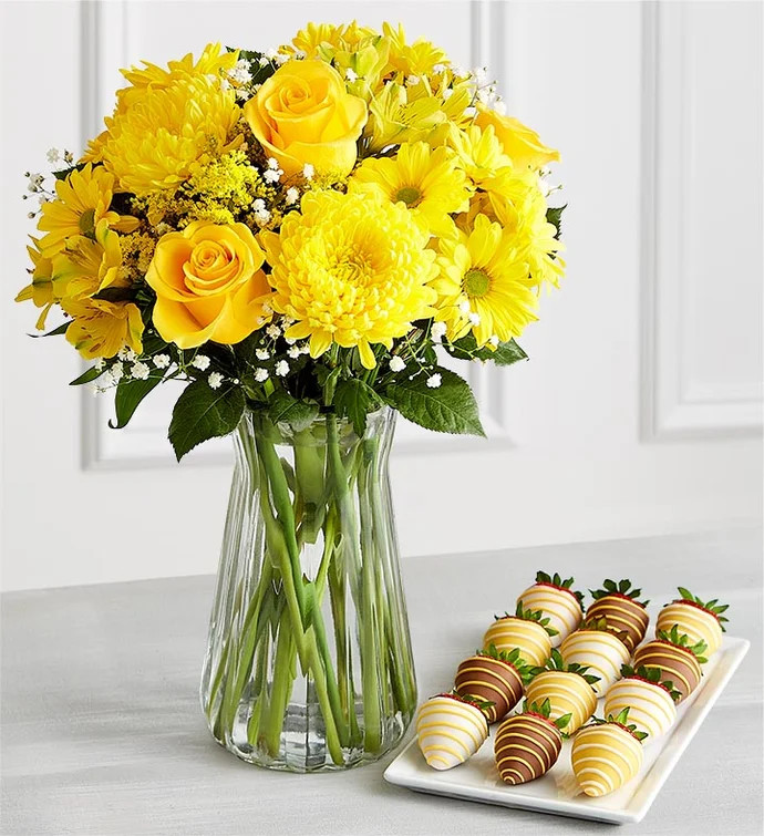 Deliciously Decadent™ Radiant Sunshine and Berries | 1800flowers.com