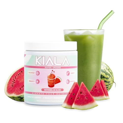 Kiala Nutrition Super Greens, Organic Greens Powder with Spirulina & Chlorella for Digestion, Gut Health, Immunity & Energy, Gluten Free, Vegan, Daily Support for Women, Watermelon Slush, 30 Servings | Amazon (US)