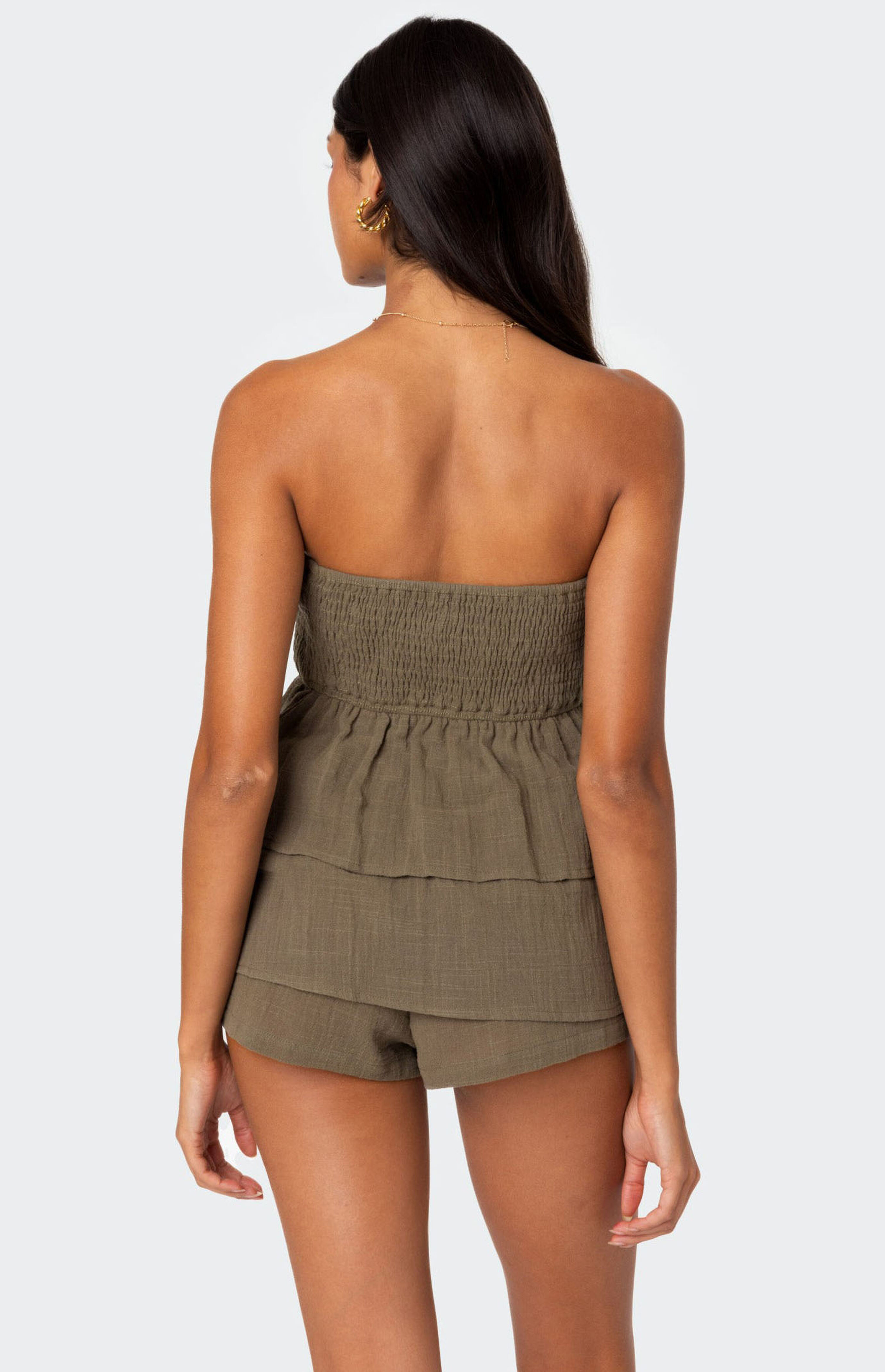 Edikted Harleigh Ruffled Linen Look Tube Top | PacSun
