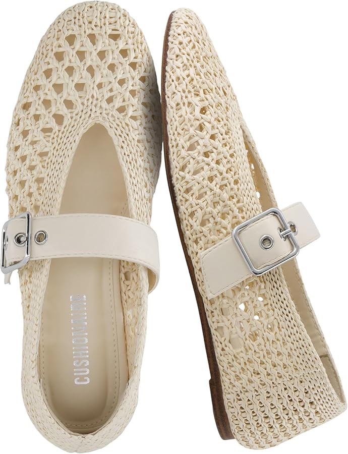 CUSHIONAIRE Gabby Woven Mary Jane Ballet Flats for Women, Comfortable Dressy Flat Shoes with Adju... | Amazon (US)