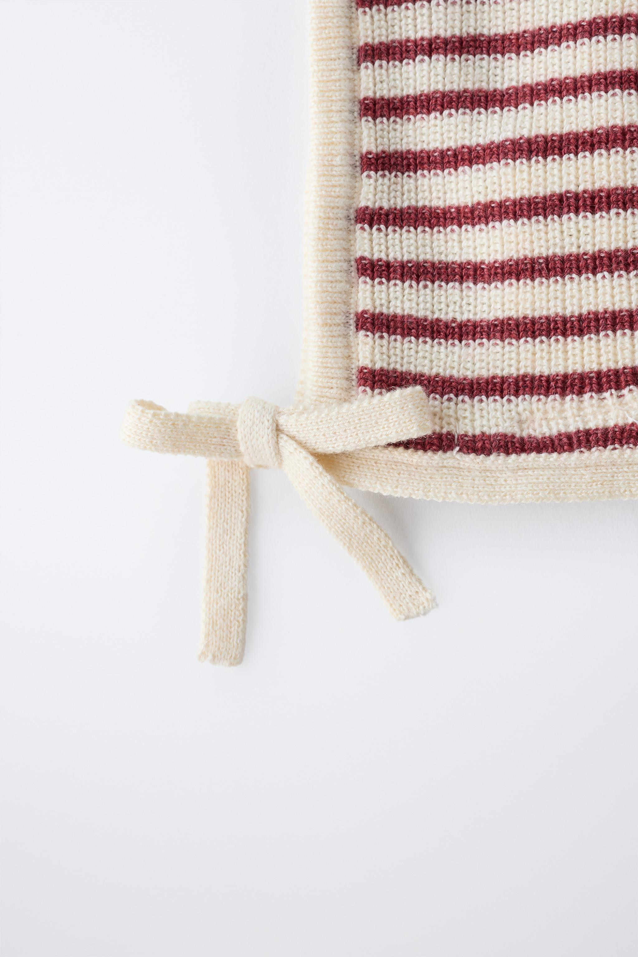 STRIPED TOWEL POMPOM BONNET | Zara US