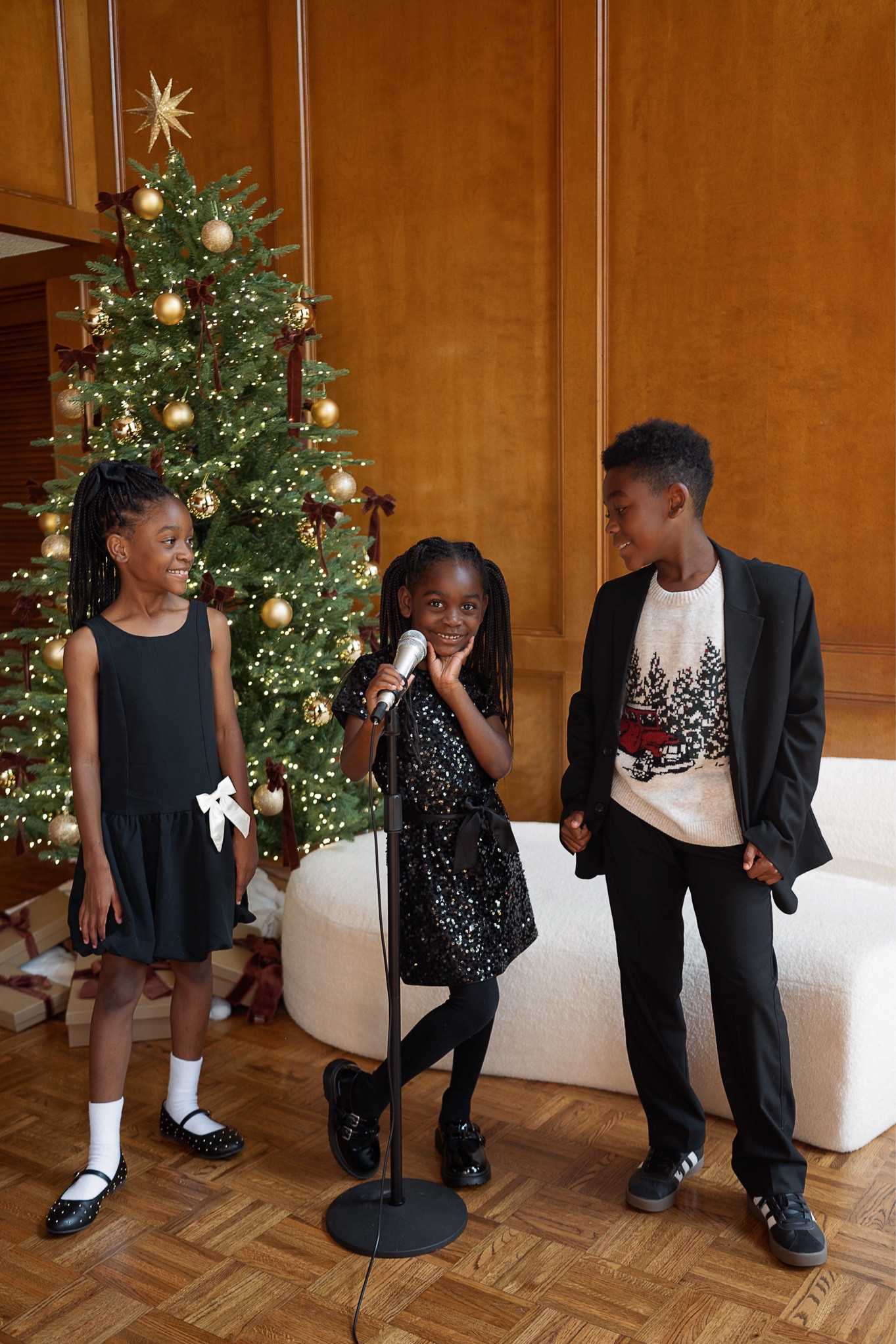 #abercrombiepartner Whether you are hosting this holiday season or heading out for a holiday party, @abercrombie has outfits for the entire family this season! I am loving the coordinating sequins dresses that Averi and I are wearing, the boy suiting, and the bow detail of Aubri’s dress! #ad 

#LTKKids #LTKFamily #LTKHoliday