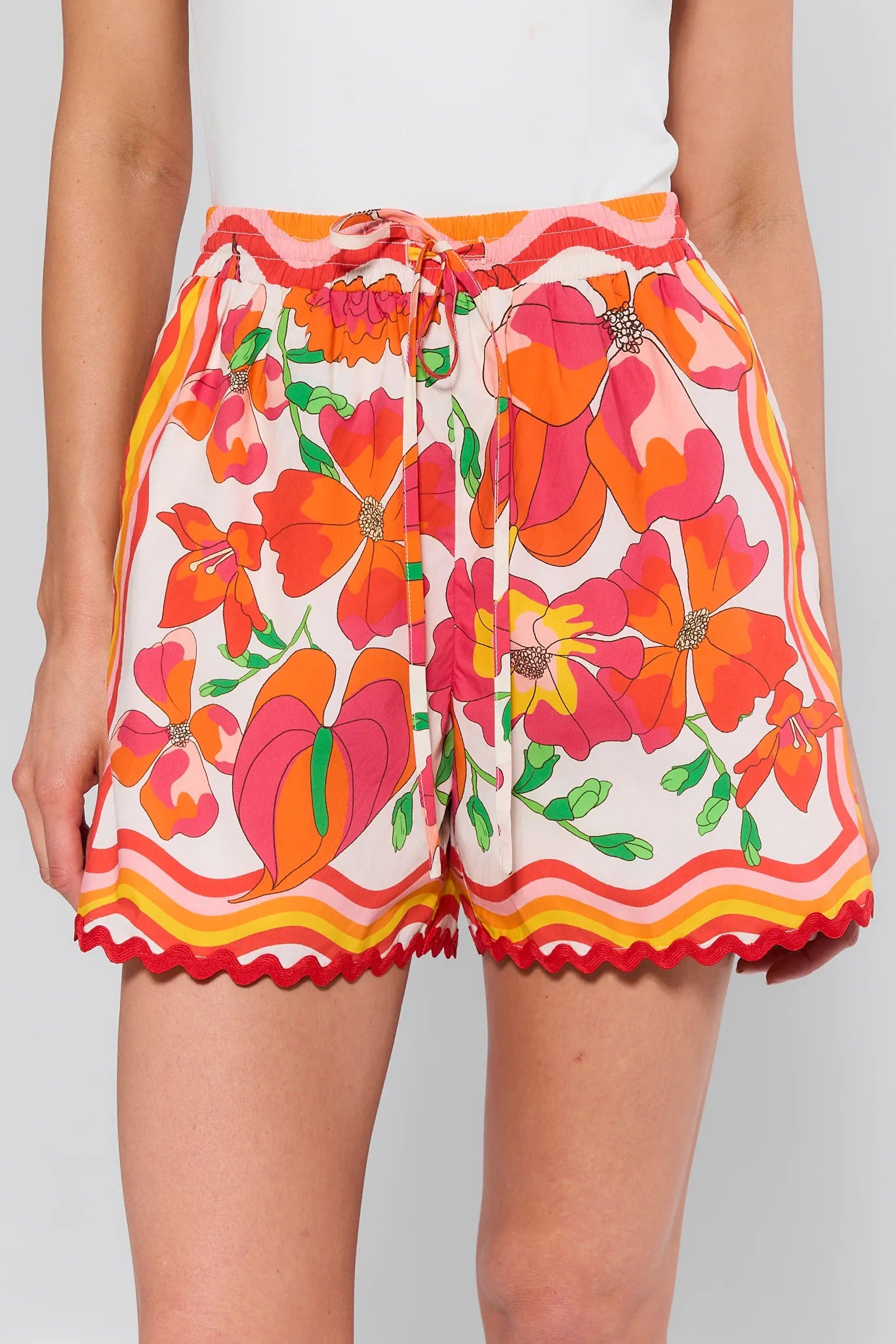 Melissa Orange Printed Drawstring Shorts | Avara
