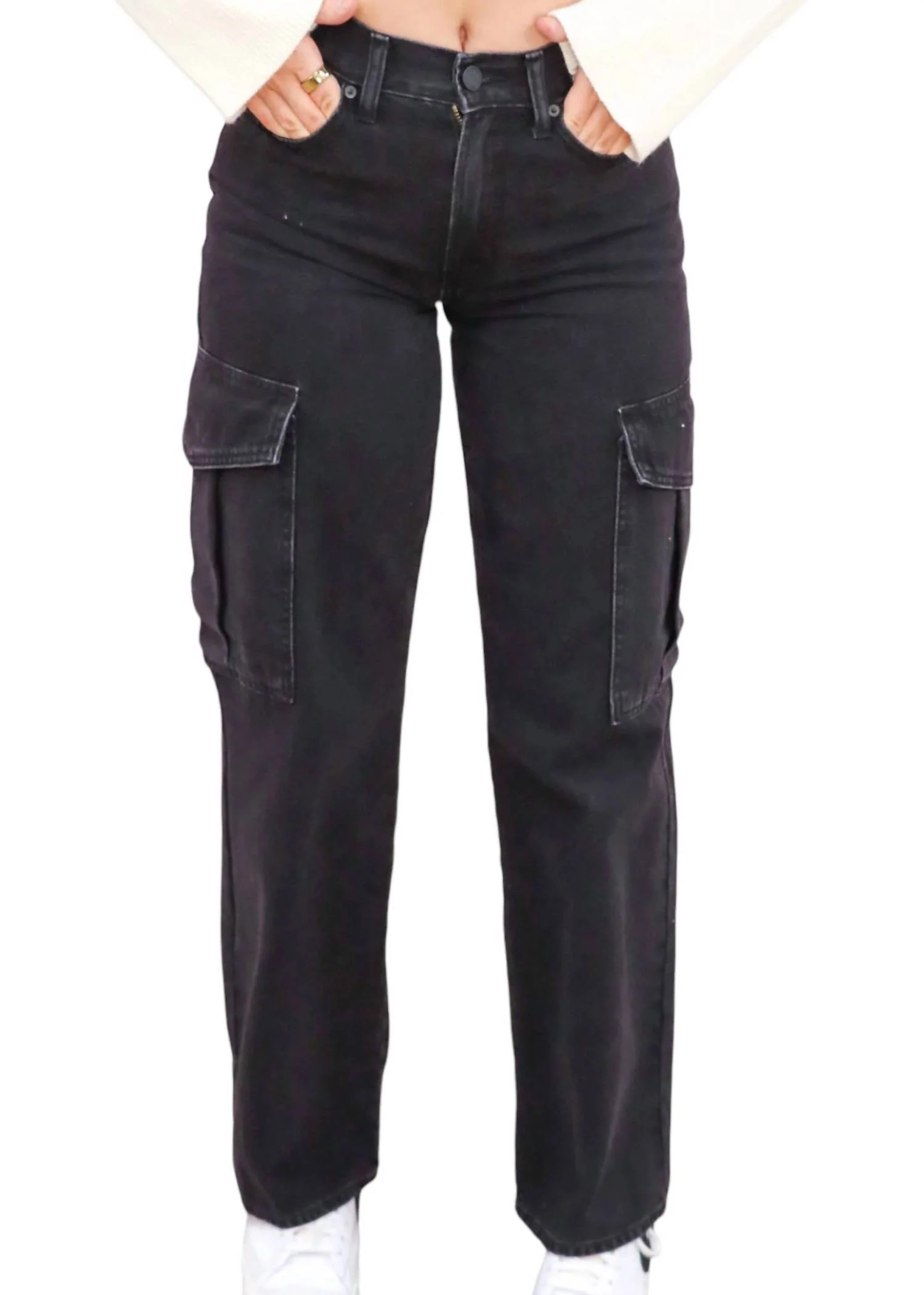 Women's Cargo Jeans In Black | Shop Simon