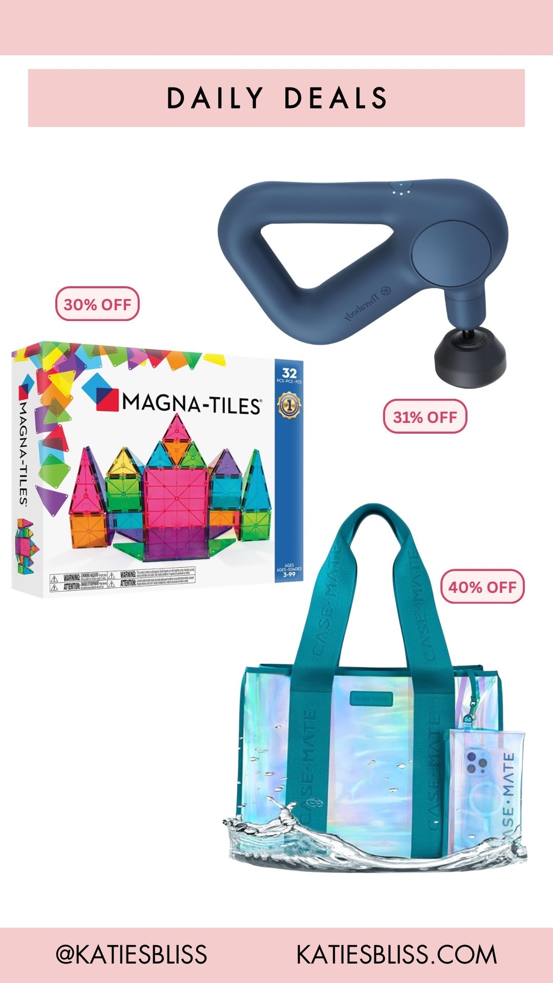 Daily deals ✨

Amazon. Deal. Sale. Markdown. Casemate. Bag. Tote. Clear bag. Magna tiles. Toy. Kids. Theragun. 



#LTKKids #LTKSaleAlert