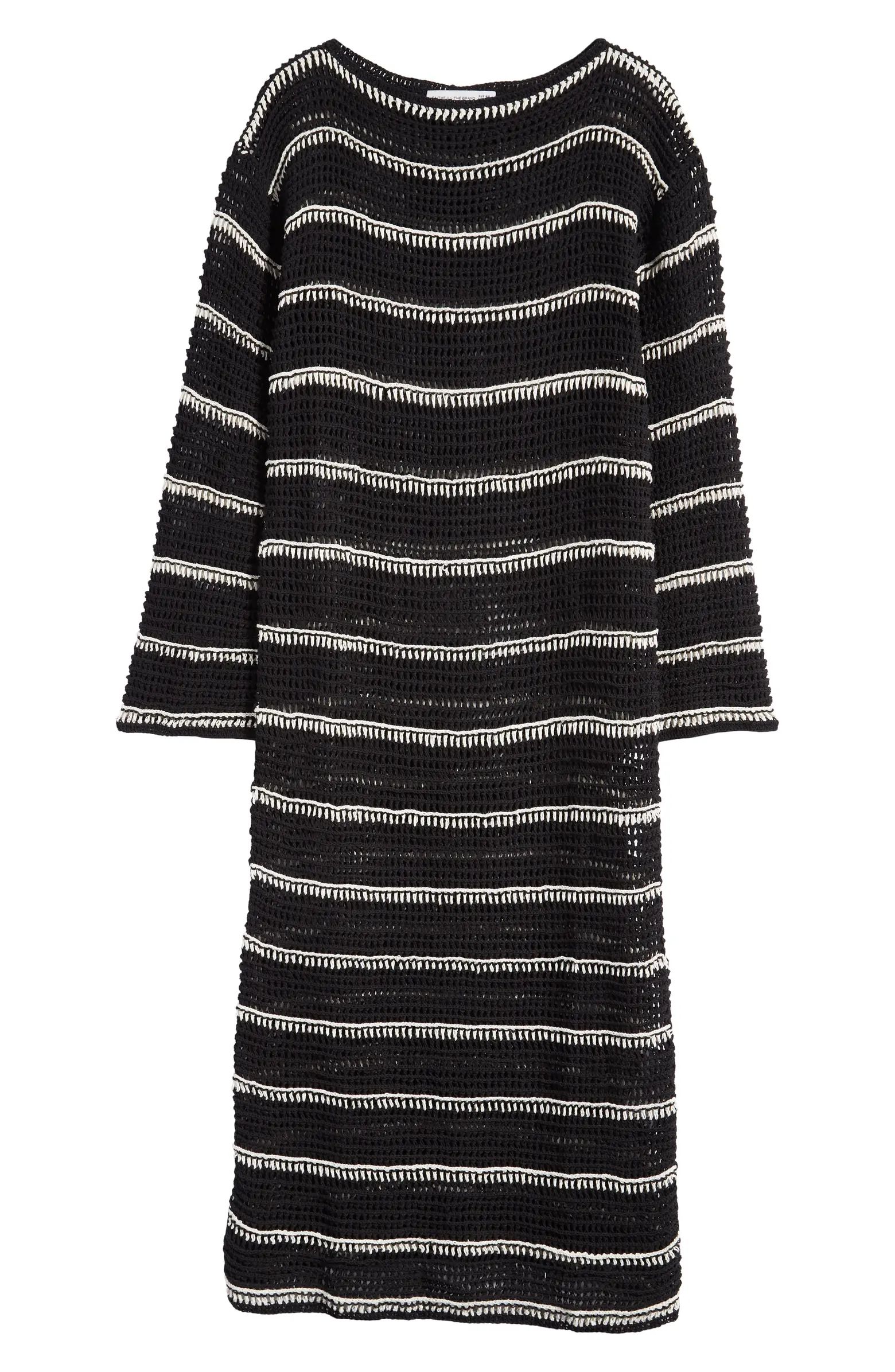 Jesolo Stripe Long Sleeve Open Stitch Cotton Sweater Dress | Nordstrom