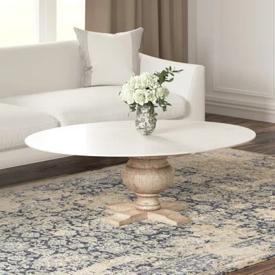 Modern Farmhouse Marble/Solid Wood Handmade Oval Coffee Table | Wayfair North America