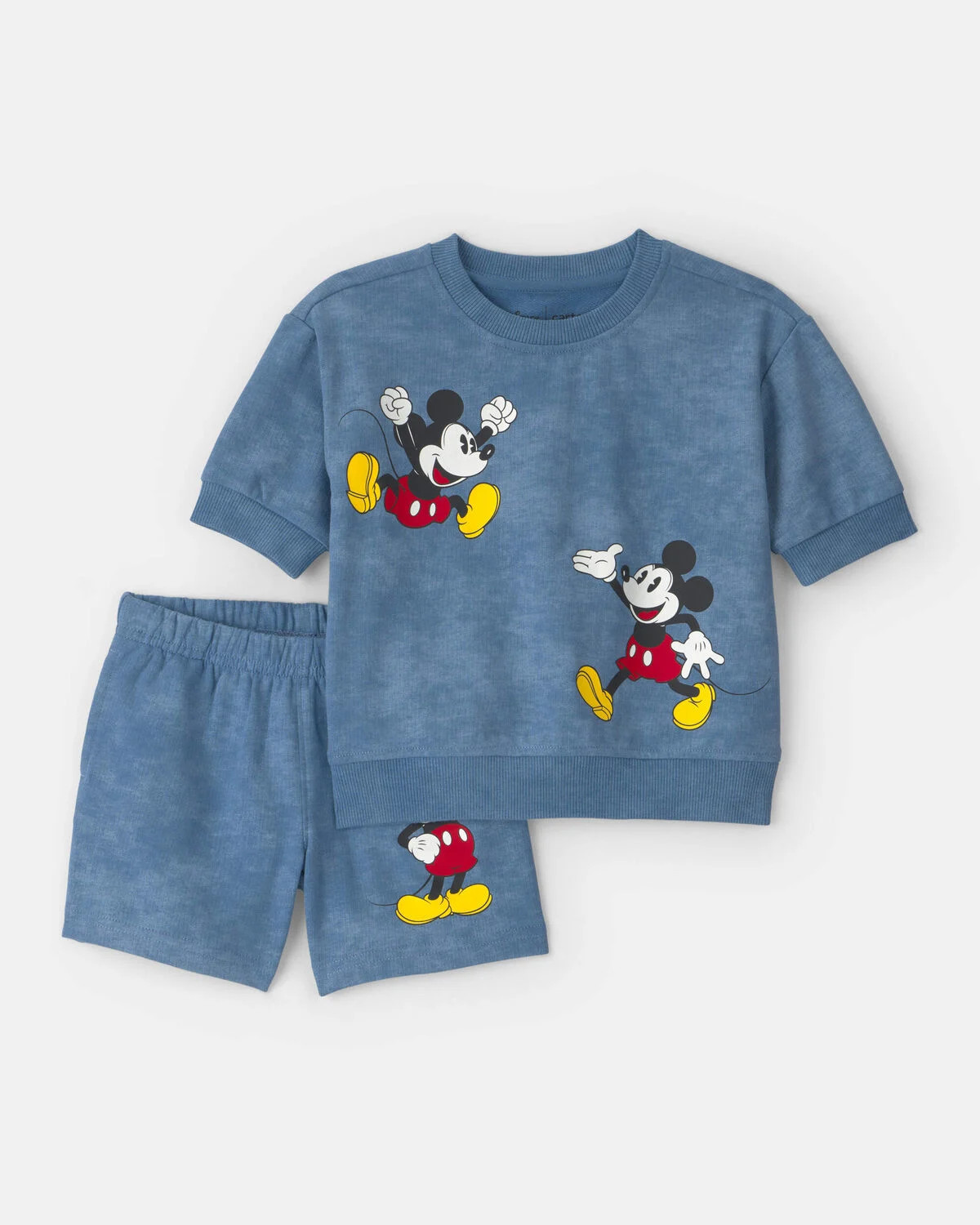 Baby 2-Piece Disney© Mickey Mouse French Terry Top & Short Set - Blue | Carter's | Carter's Inc