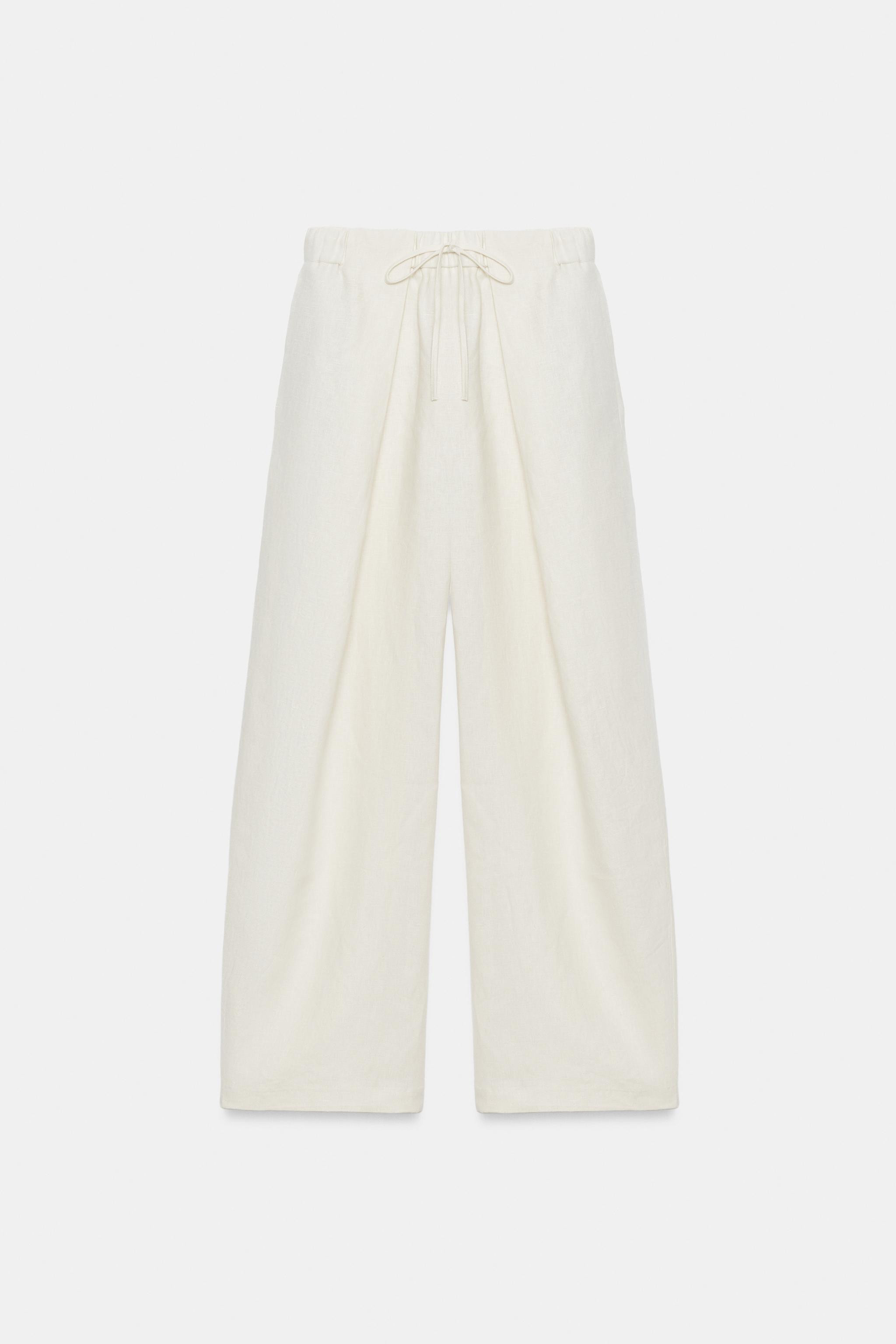 100% LINEN PLEATED PANTS ZW COLLECTION | Zara US