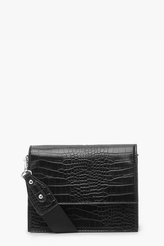 Croc Mini Flap Bag | Boohoo.com (UK & IE)