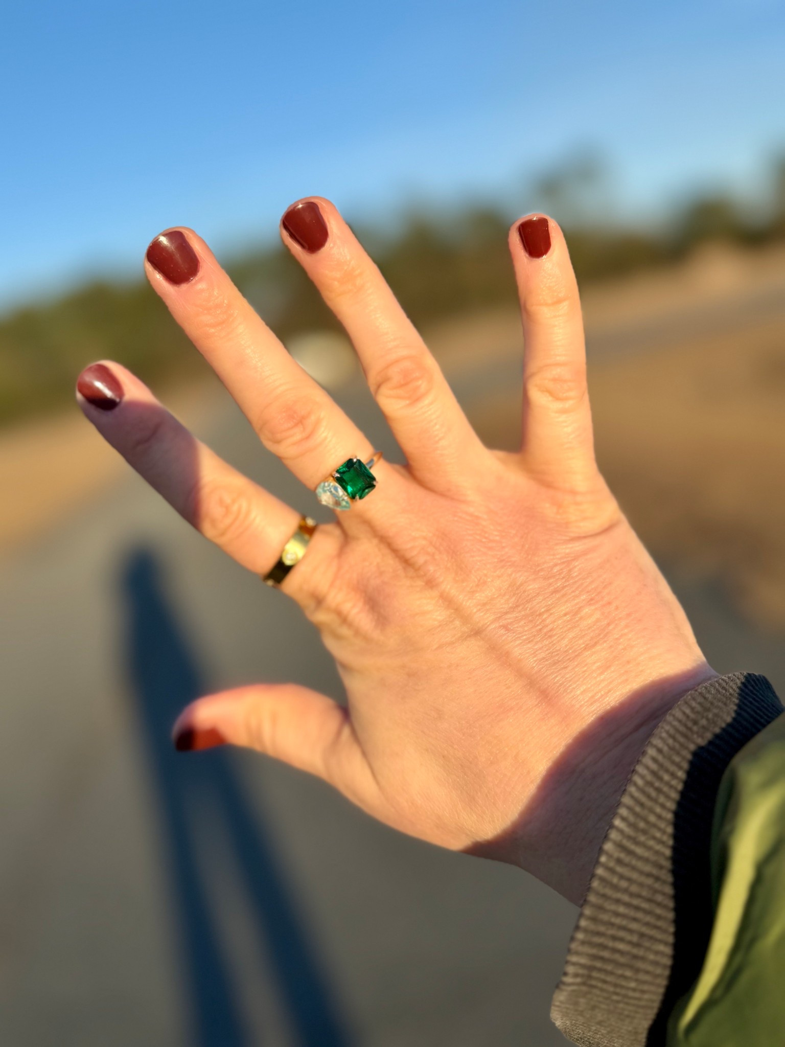 Outside of my wedding ring, my Christmas present might be my new favorite!✨ @baublebar has customizable jewelry and I put this ring on my wish list. The blue is my hubby’s birthstone and the green is mine! So in love with this piece♥️♥️ Put this on your Valentine’s wish list!