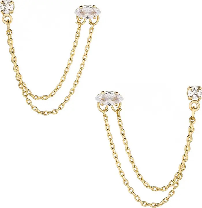 Ettika Double Piercing Chain Drop Earrings | Nordstrom | Nordstrom