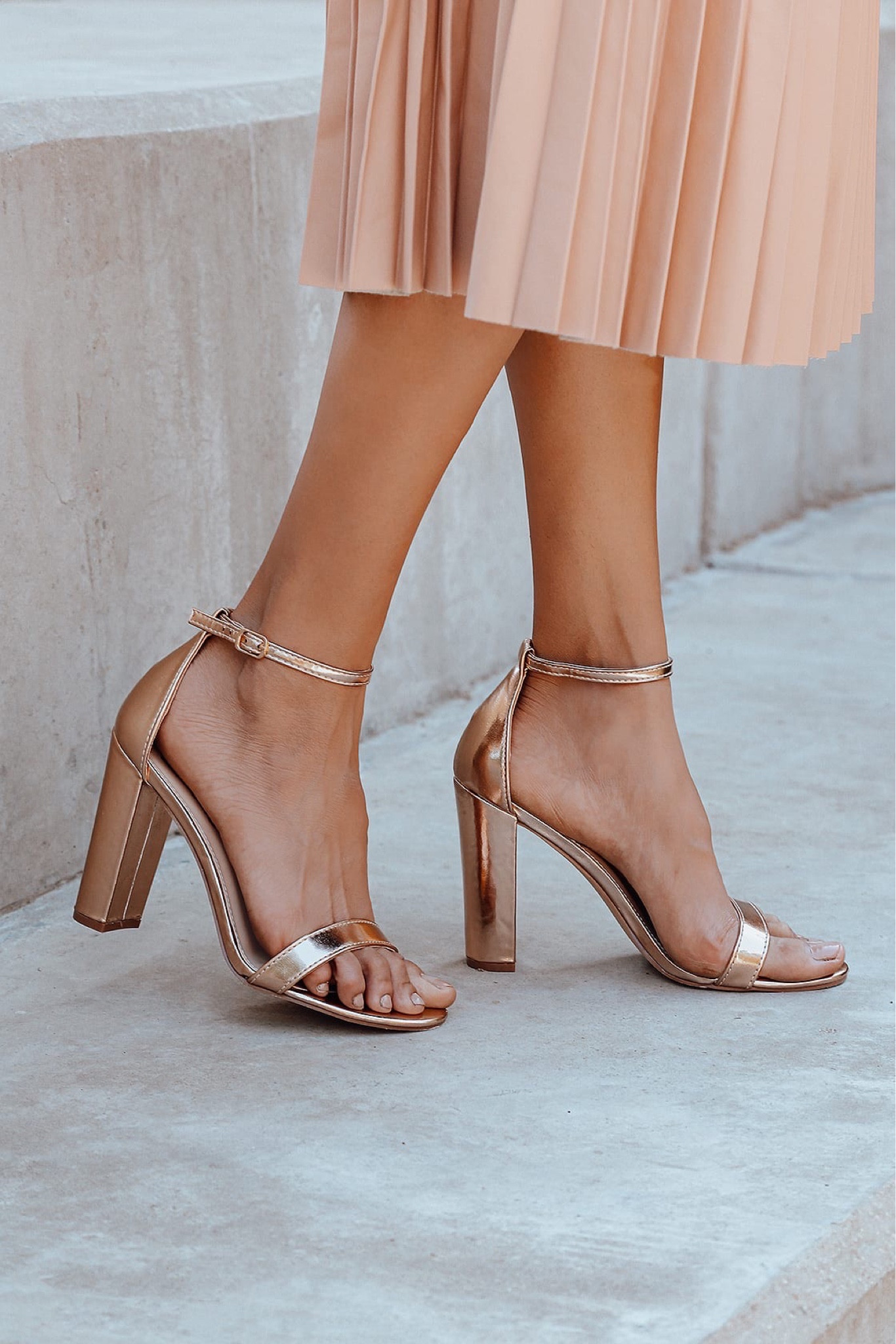 heels to wear with rose gold dress Gold button detail blazer dress – Cherine Fakhry main image 1