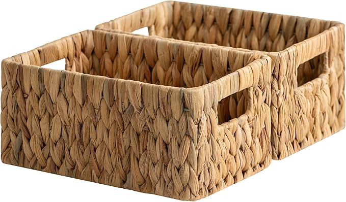 StorageWorks Medium Wicker Baskets, Water Hyacinth Baskets with Built-in Handles, Handwoven Bathr... | Amazon (US)