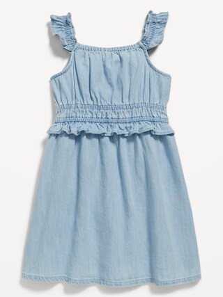 Sleeveless Chambray Fit & Flare Ruffle-Trim Dress for Toddler Girls | Old Navy (US)