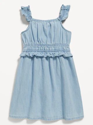 Sleeveless Chambray Fit & Flare Ruffle-Trim Dress for Toddler Girls | Old Navy (US)