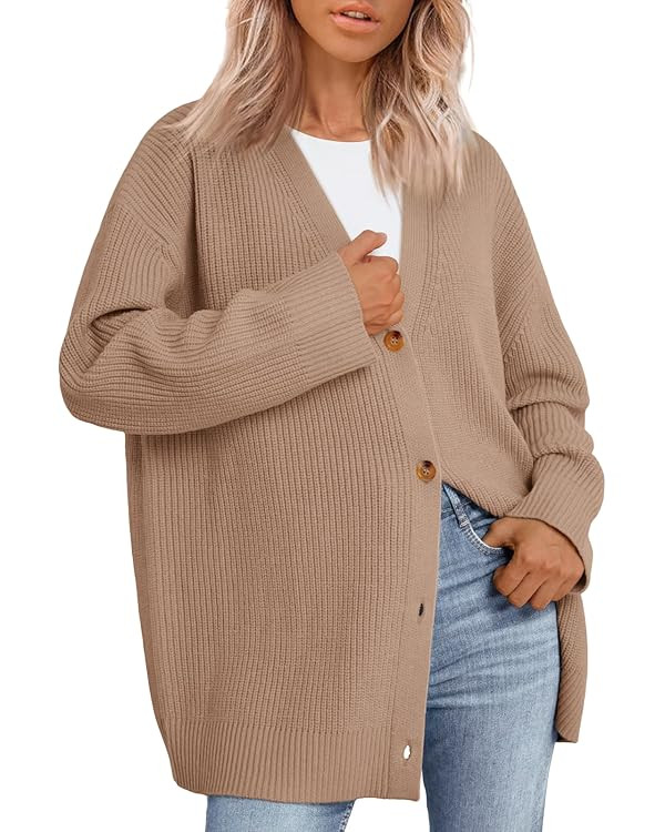LILLUSORY Women Oversized Cardigan Sweater Fall Outfits Cloth Fashion V Neck Knit Button Front Ca... | Amazon (US)