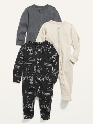 Unisex 1-Way Zip Sleep & Play One-Piece 3-Pack for Baby | Old Navy (US)
