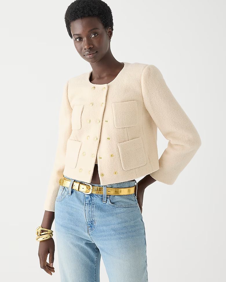 Double-breasted lady jacket in Italian boiled wool | J.Crew US