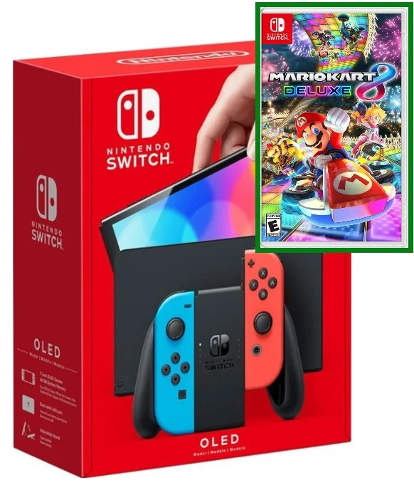 Nintendo Switch – OLED Model W/ w/ Neon Red & Neon Blue Joy-Con Console with Mario Kart 8 Delux... | Walmart (US)