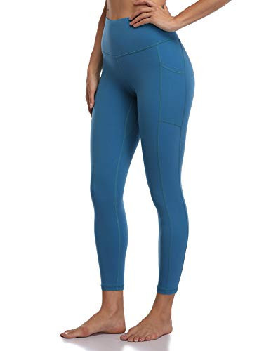 Colorfulkoala Women's High Waisted Tummy Control Workout Leggings 7/8 Length Yoga Pants with Pockets (L, Classic Blue) | Amazon (US)