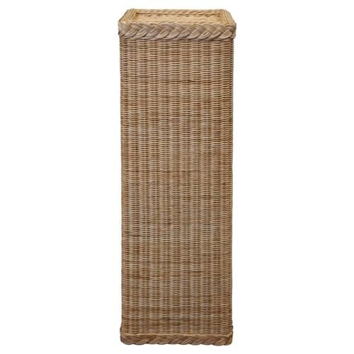 Mainly Baskets Coastal Beach Natural Handwoven Faux Rattan Outdoor Plinth | Kathy Kuo Home